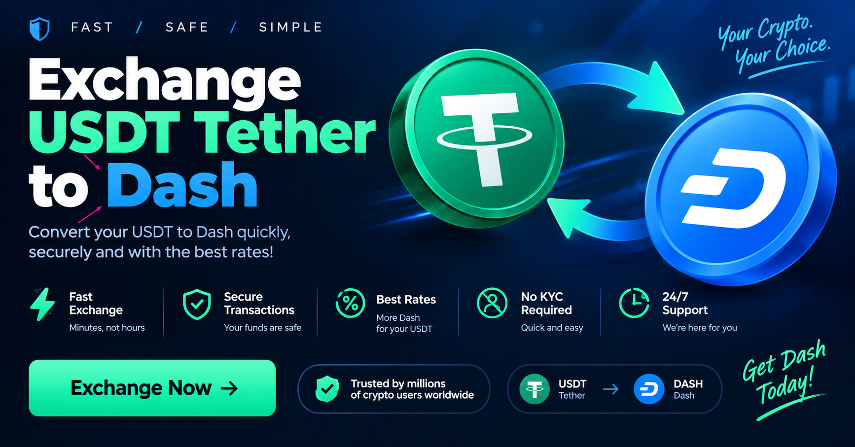 Exchange-USDT-Tether-to-Dash Exchange USDT Tether to Dash at a great price and rate